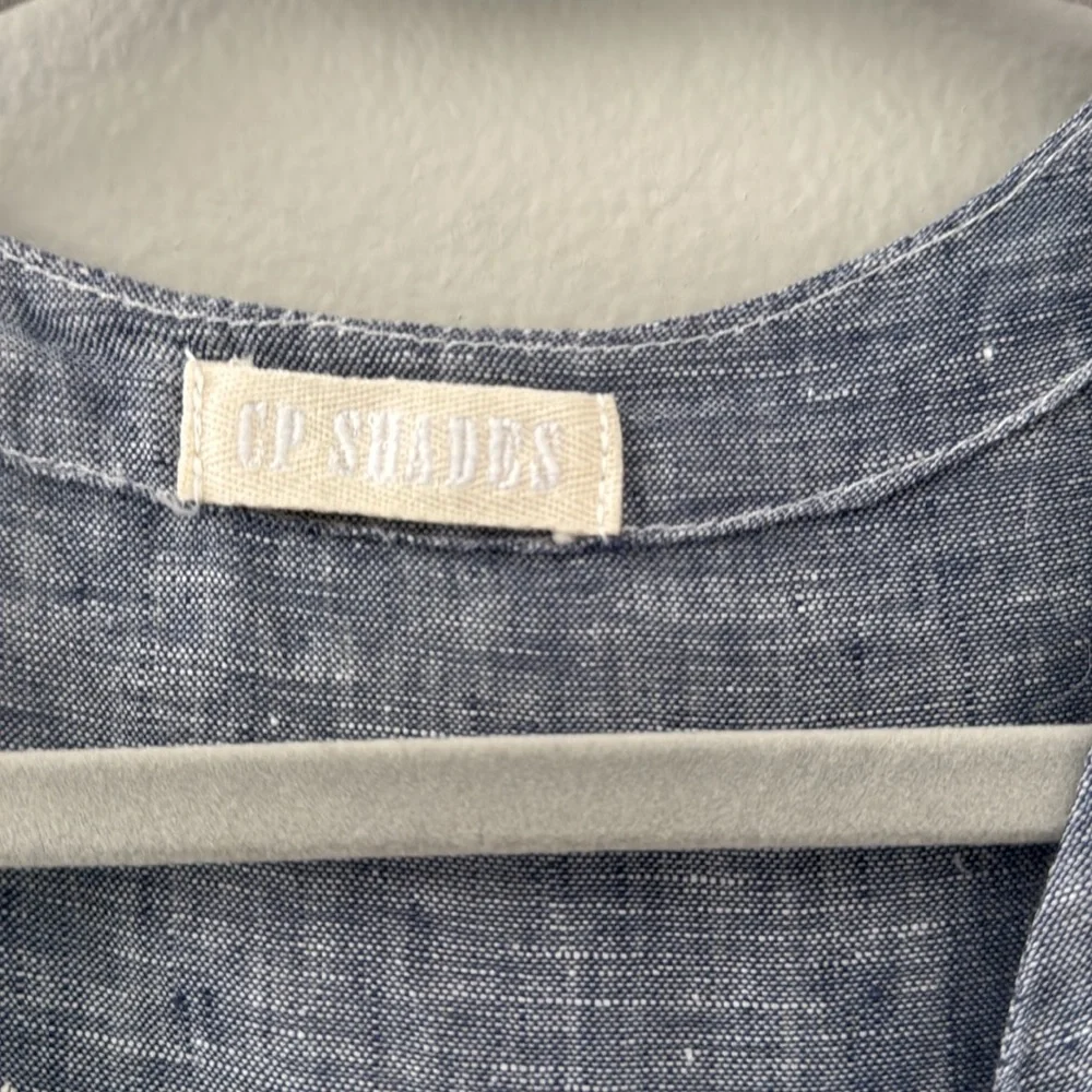 WOMENS CP SHADES BLUE CHAMBRAY LINEN AMANDA MAXI DRESS~POCKETS~  M - Picture 4 of 10